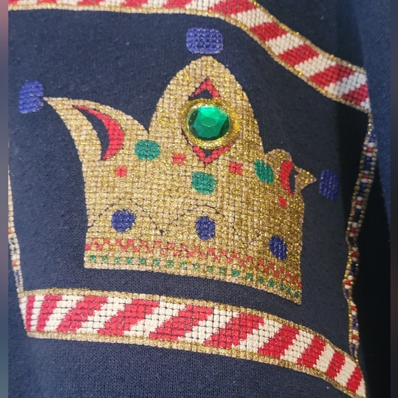 Navy Blue Christmas Sweater with Red Accents - Picture 7 of 8